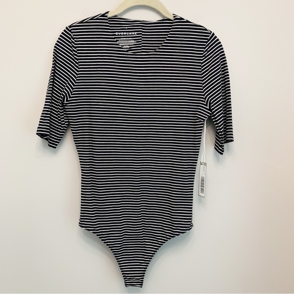 Everlane The Short-Sleeve Crew Neck Stripe Bodysuit Medium - Picture 5 of 13
